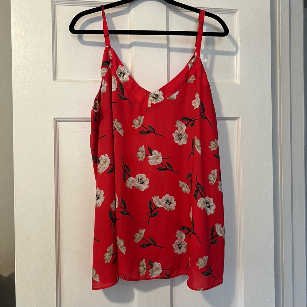 Torrid Red and White Floral Tank Top Camisole